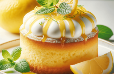 foto del dolce descritto nel testo “Delizia al Limone: A Classic Dessert Recipe from Campania, Italy” servito in un piatto