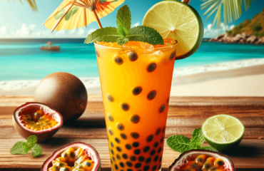 foto del cocktail descritto nel testo “Ricetta del Cocktail Tropicale alla Passione: Tuffo nei Caraibi”