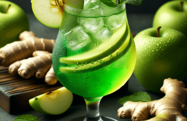 foto del cocktail descritto nel testo “Ricetta Cocktail alla Mela Verde e Zenzero: Passaggi e Ingredienti”