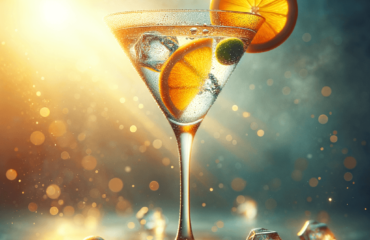 foto del cocktail descritto nel testo “Sunset Martini: Un rinfrescante mix di Vodka e Agrumi”