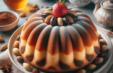 foto del dolce descritto nel testo “La Ricetta Perfetta per il Delizioso Babà Napoletano Casalingo” servito in un piatto