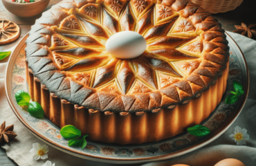 foto del dolce descritto nel testo “Ricetta autentica per la Pastiera Napoletana pasquale” servito in un piatto