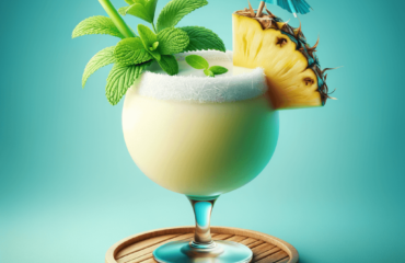 foto del cocktail descritto nel testo “Delizioso Cocktail Tropicale al Cocco e Ananas: Ricetta Facile”