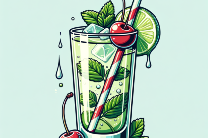 foto del cocktail descritto nel testo “Ricetta: Mojito Estivo con Ciliegie Fresche – Perfetto Cocktail!”
