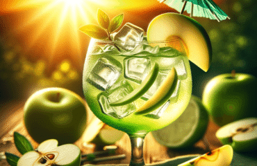 foto del cocktail descritto nel testo “Sfizioso Cocktail alla Mela Verde e Gin: Ricetta Perfetta per l’Estate”