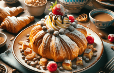 foto del dolce descritto nel testo “Authentic Sfogliatella Napoletana: Italian Pastry Recipe Guide” servito in un piatto