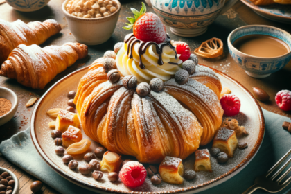 foto del dolce descritto nel testo “Authentic Sfogliatella Napoletana: Italian Pastry Recipe Guide” servito in un piatto