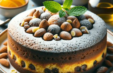 foto del dolce descritto nel testo “Ricetta autentica per la Torta Caprese: dolce sapore del sud Italia” servito in un piatto