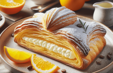 foto del dolce descritto nel testo “Authentic Sfogliatella Napoletana Recipe: Italian Pastry Delight” servito in un piatto