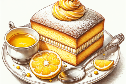 foto del dolce descritto nel testo “Easy Homemade Delizia al Limone: A Campanian Pastry Masterpiece” servito in un piatto