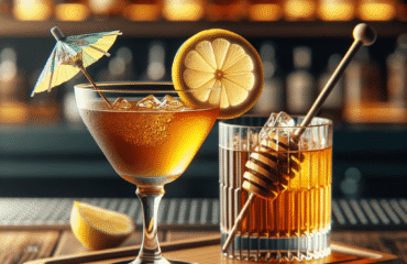 foto del cocktail descritto nel testo “Ricetta Facile per un Cocktail al Miele e Bourbon”
