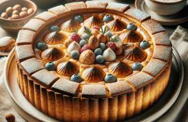 foto del dolce descritto nel testo “Ricetta autentica per la Pastiera Napoletana: Dolce Pasquale tradizionale” servito in un piatto